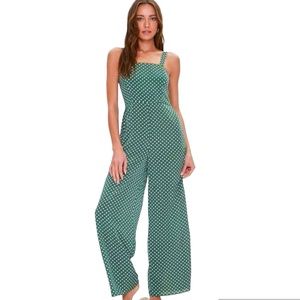 FOREVER 21 Green jumpsuit with white polka dots 💚